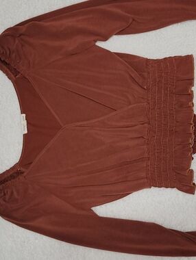 Moa Moa Rust Brown Long Sleeve Blouse